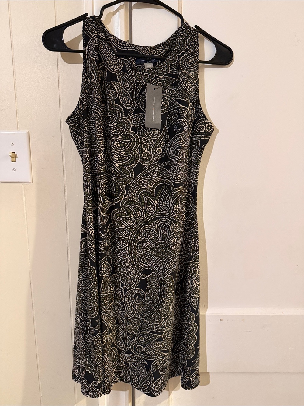 Tommy Hilfiger Black Dress with White Paisley Pattern